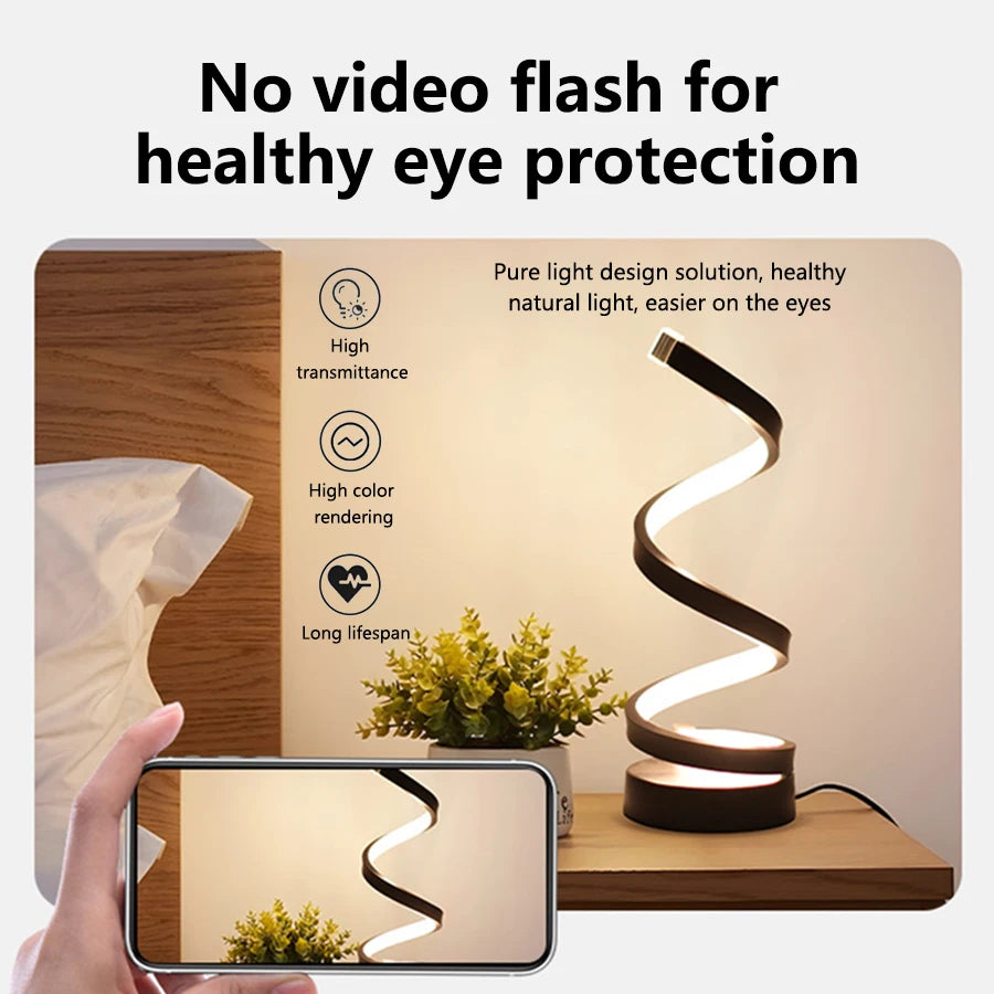 Dimmable Led Table Lamp USB 5V Night Light Modern Spiral Desk Room Decoration Bedroom Office Study Reading Book Light 3 Colors