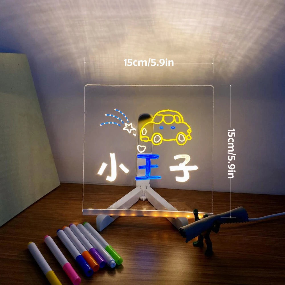 LED Message Board Night Light Acrylic Marker Message  Board With 7 Colors Pen For Kids Drawing Board Christmas Gift