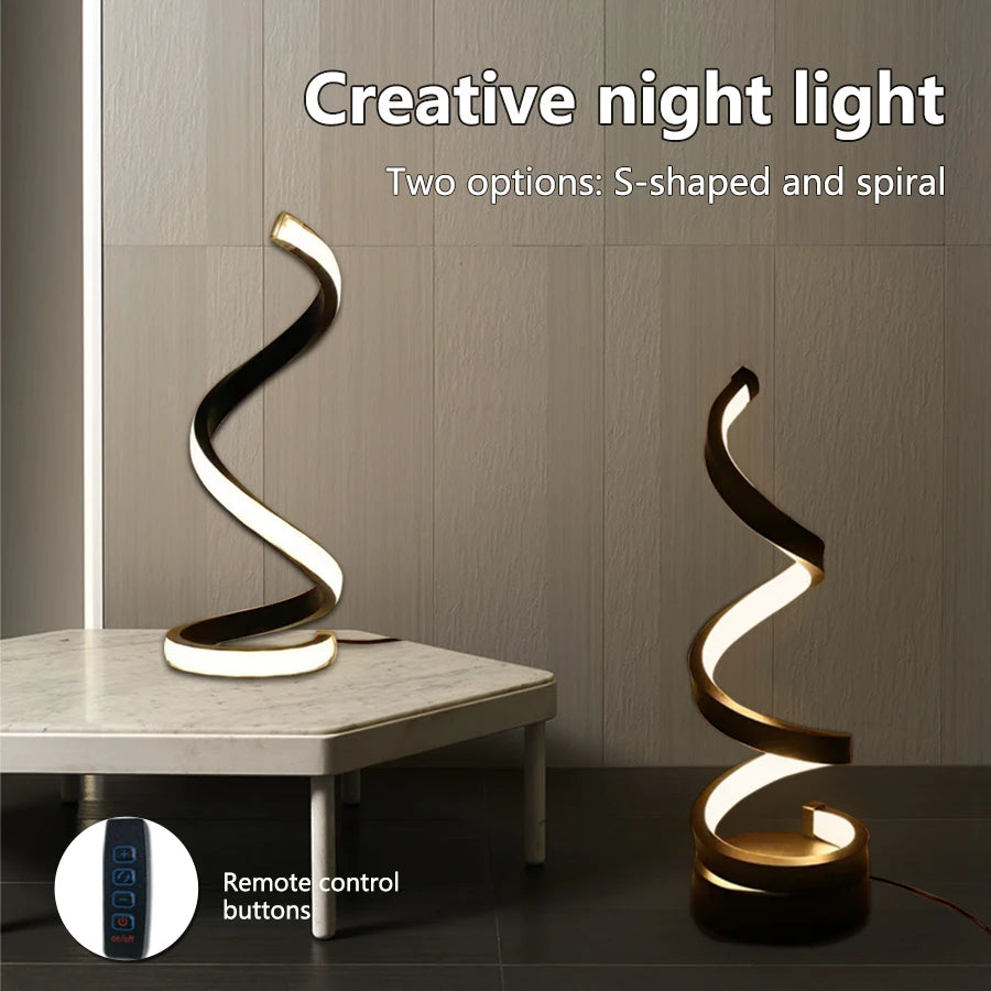 Dimmable Led Table Lamp USB 5V Night Light Modern Spiral Desk Room Decoration Bedroom Office Study Reading Book Light 3 Colors
