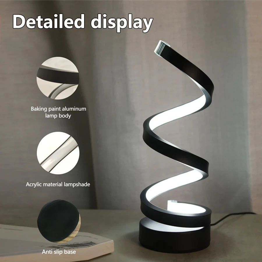 Dimmable Led Table Lamp USB 5V Night Light Modern Spiral Desk Room Decoration Bedroom Office Study Reading Book Light 3 Colors