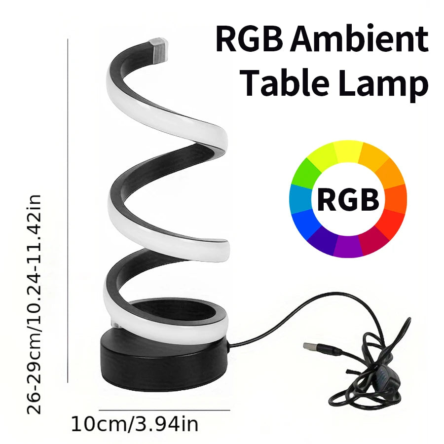 Dimmable Led Table Lamp USB 5V Night Light Modern Spiral Desk Room Decoration Bedroom Office Study Reading Book Light 3 Colors