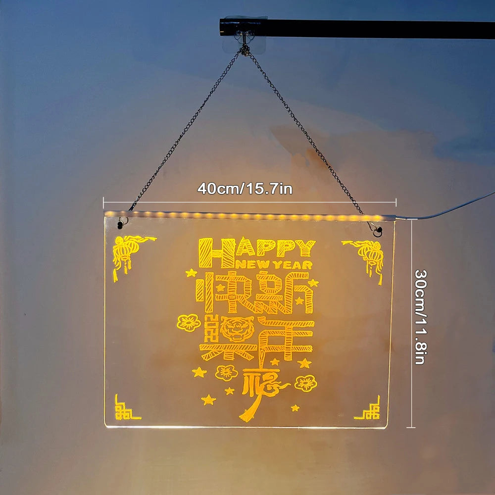 LED Message Board Night Light Acrylic Marker Message  Board With 7 Colors Pen For Kids Drawing Board Christmas Gift
