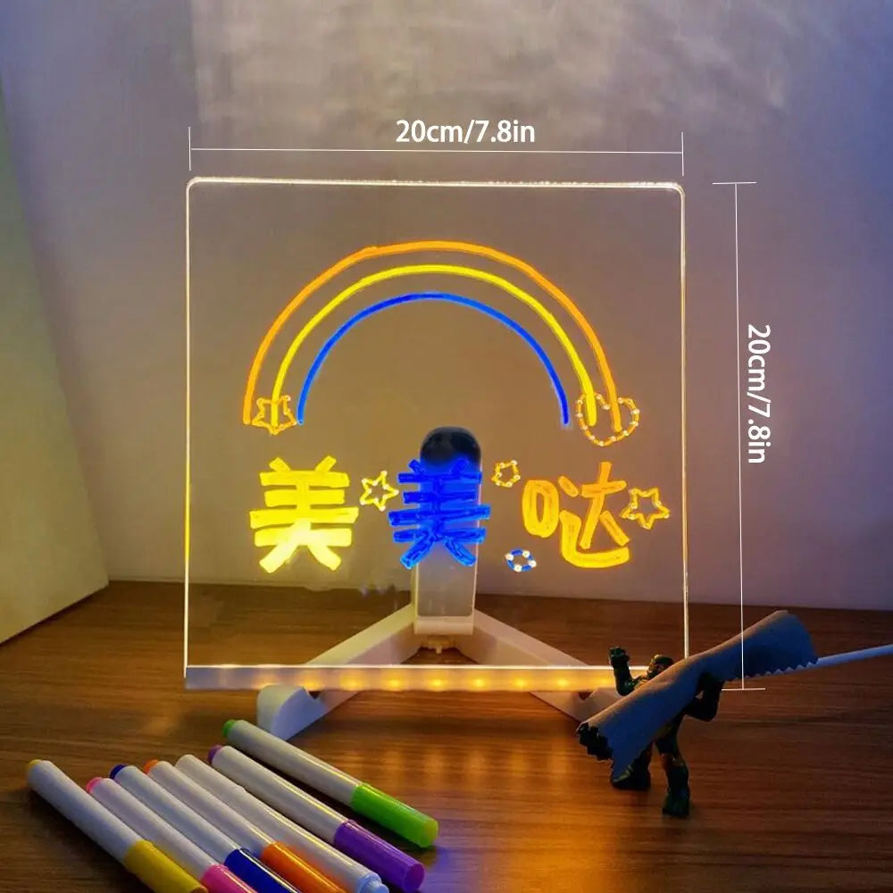 LED Message Board Night Light Acrylic Marker Message  Board With 7 Colors Pen For Kids Drawing Board Christmas Gift