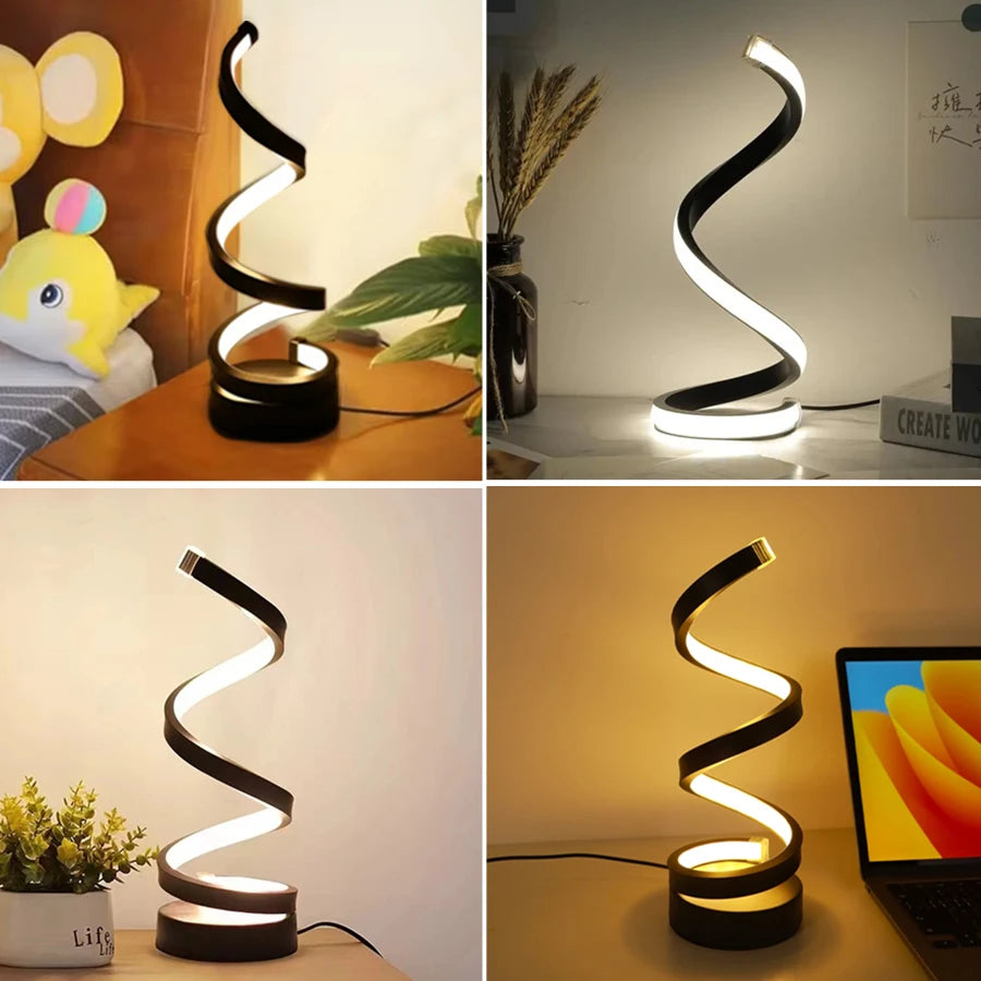 Dimmable Led Table Lamp USB 5V Night Light Modern Spiral Desk Room Decoration Bedroom Office Study Reading Book Light 3 Colors